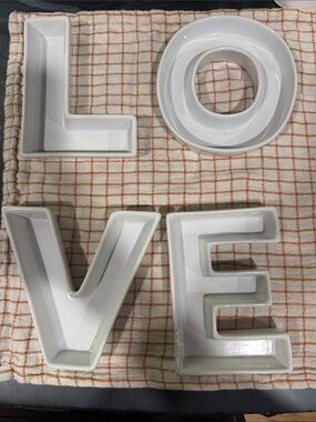 White Ceramic Letter Trays L O V E candy dishes